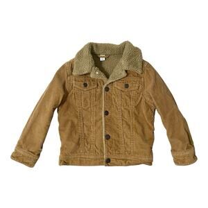 Gap Kids Boys Size 5 Corduroy Sherpa Lined Trucker Jacket Brown Casual Classic
